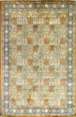 Tapis Ghoum En Soie, Signé Atelier Impérial, Vers 1970