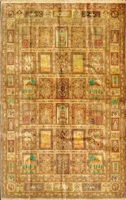 Tapis Ghoum En Soie, Iran, Signé ,Vers 1960