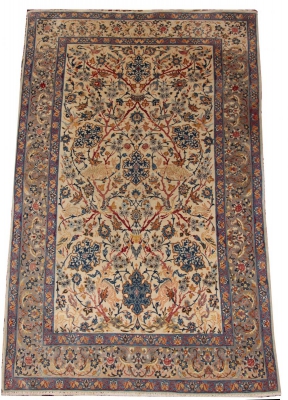 Tapis Laine Et Soie Ispahan Iran Vers 1960 Époque Du Shah Extra Fin