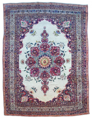 Important Tapis  Kirman Laver - laine kork -Perse Vers 1870 Grande Dimension - 19ème