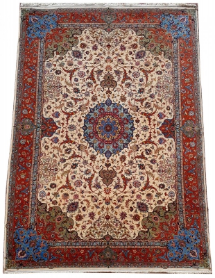 Tapis Tabriz Laine Et Soie Signé - Vers 1970 époque Du Shah