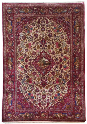 Tapis  Kachan Soie - Iran Vers 1900 - 19ème siècle dynastie Pahlavi