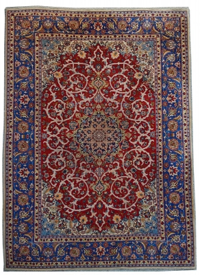 Grand Tapis  Ispahan Laine Kork - Époque Du Shah - Iran Vers 1960