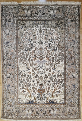 Tapis Ispahan Laine Et Soie Trame Soie - époque du Shah vers 1950 - Iran