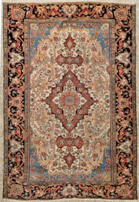 Tapis Ferahan Laine Kork Soyeuse Qualité Extra Fin - Iran Fin 19ème Époque Du Shah