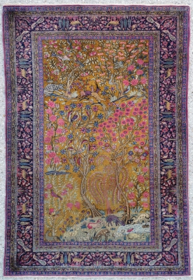 Tapis Kachan En Laine Kork Qualité Extra Fin - Vers 1880 Époque Du Shah