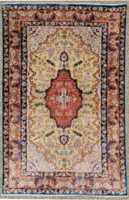 Tapis Ghoum Soie Signé Qualité Extra Fin - Atelier Impérial - Iran Vers 1960