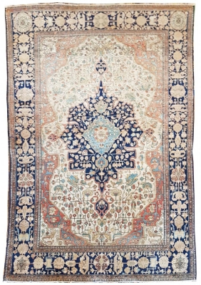 Tapis Kachan Mortachem - Laine Kork D’agneau - Iran 19ème Siècle