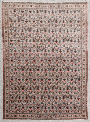 Fin Tapis Téhéran En Laine Kork Sur Fondation Coton - Iran 19ème Siècle