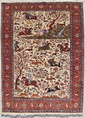 Tapis Tabriz Laine Signé Vers 1940 Iran époque Du Shah