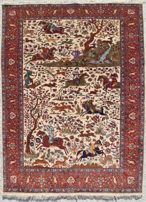 Tapis Tabriz Laine Signé Vers 1940 Iran époque Du Shah