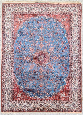 Important et rare Tapis Ispahan Serafian Laine Kork et Soie Vers 1930 Iran