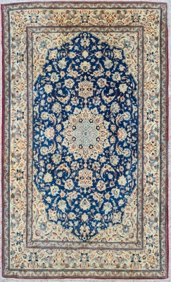 Tapis Naïn Abibian En Laine Kork Et Soie - Iran Milieu Du 20ème Siècle
