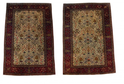 Tapis - Paire De Kachan Dabir - Fin XIXème