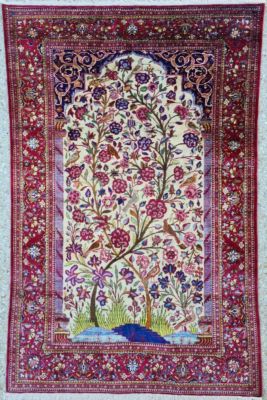 Tapis Kashan Dabir En Soie Qualité Extra Fin - Iran Vers 1920