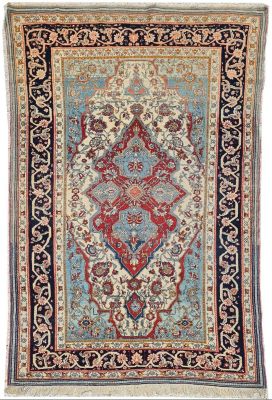 Tapis Kachan Mortachem - Laine Kork D’agneau - Iran 19ème Siècle