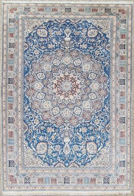 Tapis Naïn authentique Habibian Signé Laine Et Soie - Iran Vers 1950